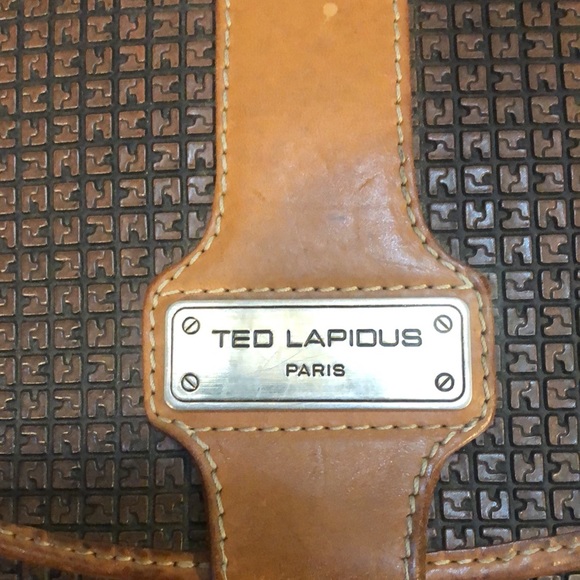 TED LAPIDUS Paris Monogram Embossed Vinyl Leather Crossbody Messenger Bag RARE - Picture 7 of 17